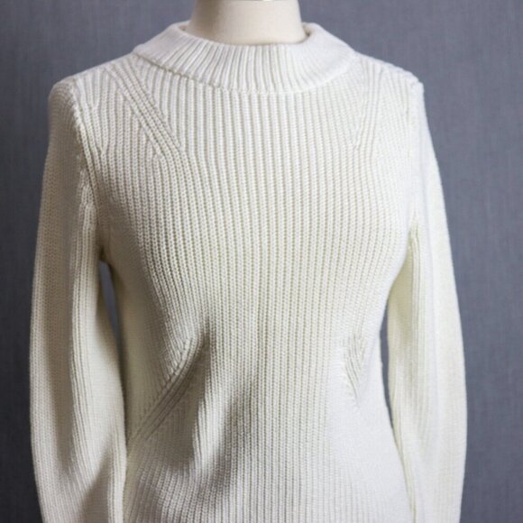 Talbots Rib Knit Sweater Womens M Pullover Crewneck Cotton Long Line Apris Ski - Picture 6 of 14